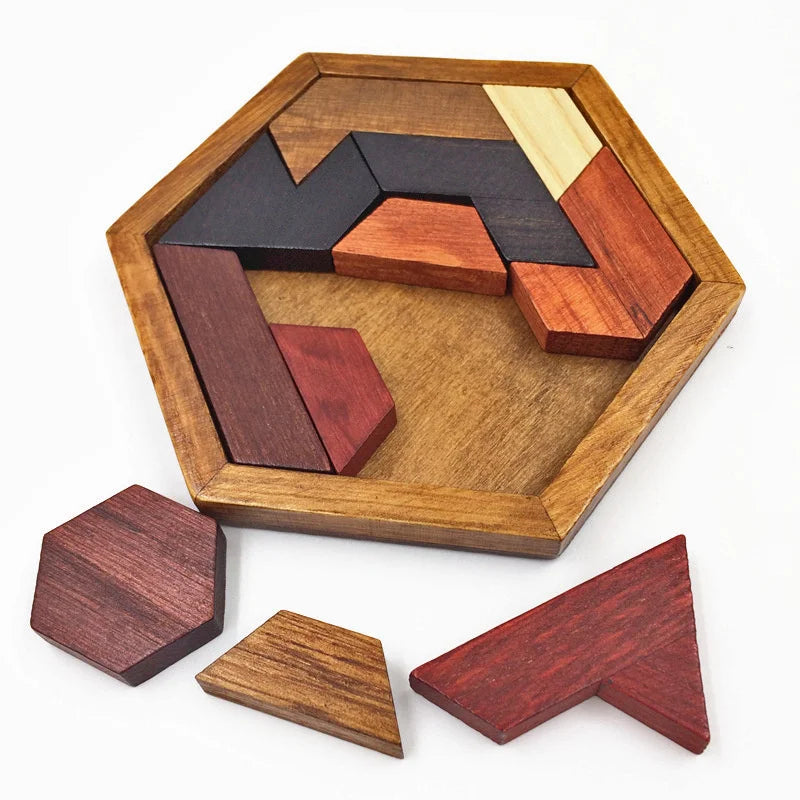 Brain Teaser Hexagonal Wooden Puzzles