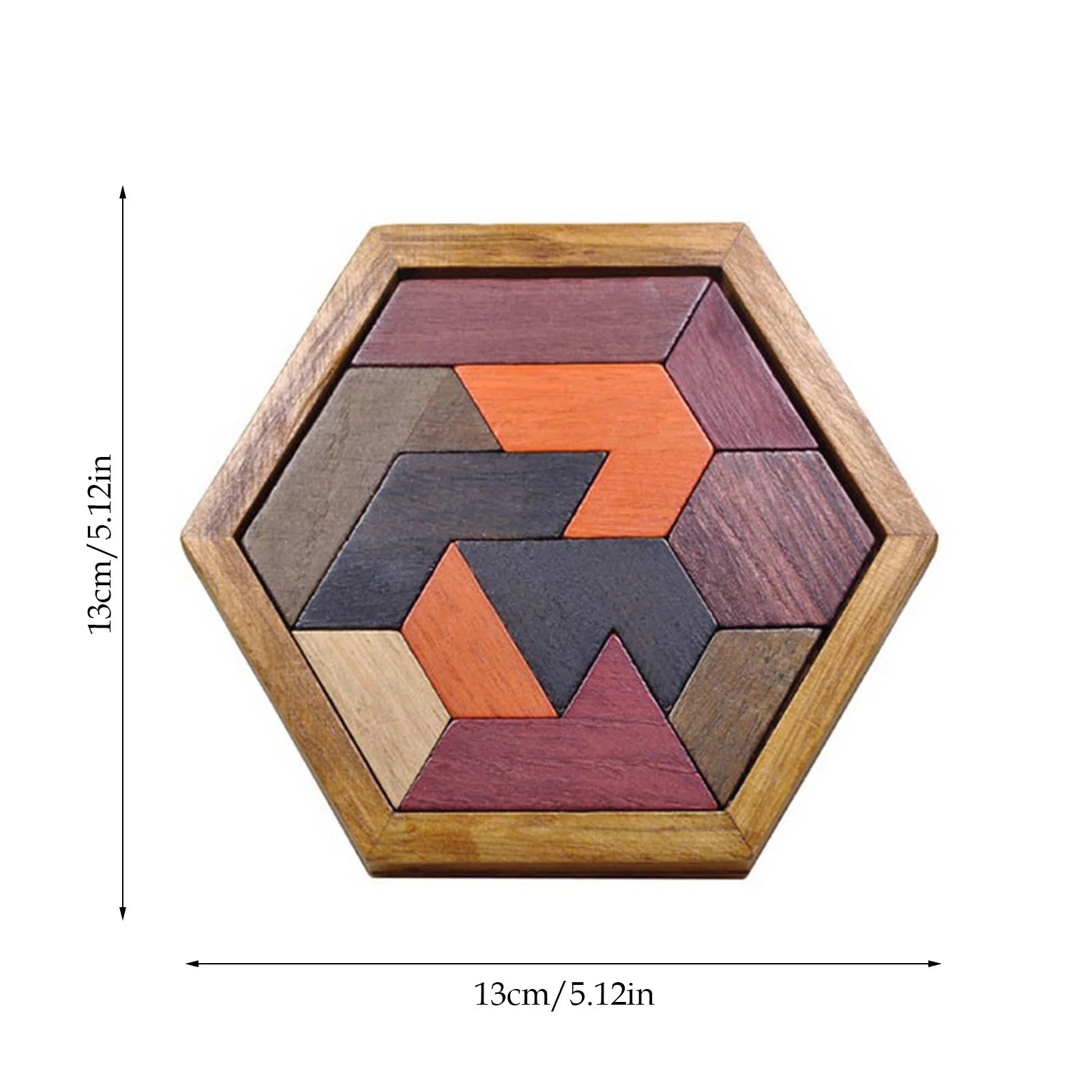 Hexagonal Wooden Geometric Shape Jigsaw Puzzles Chess Game Board Montessori Toys Brain Teaser Educational Intelligence Toys