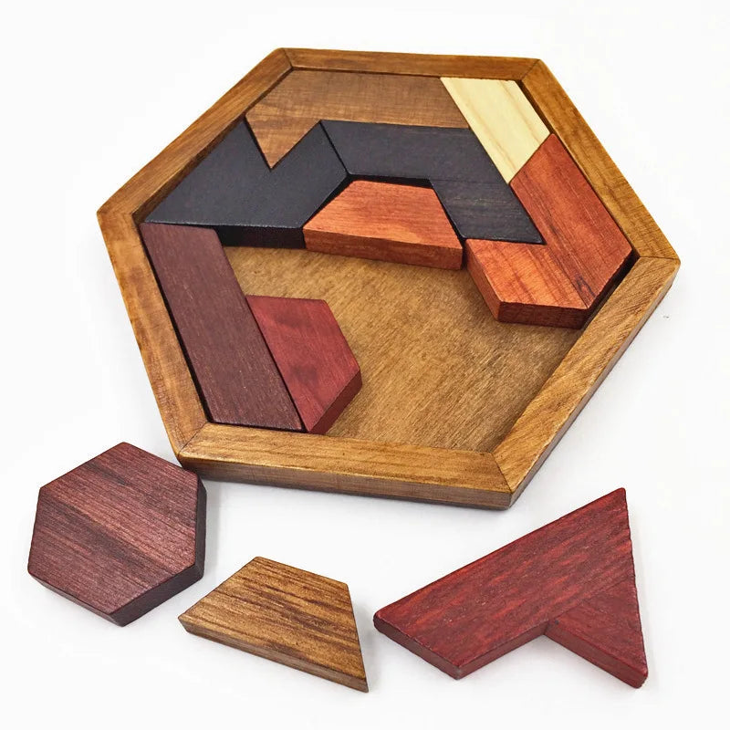 Brain Teaser Hexagonal Wooden Puzzles