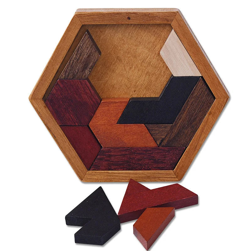 Brain Teaser Hexagonal Wooden Puzzles