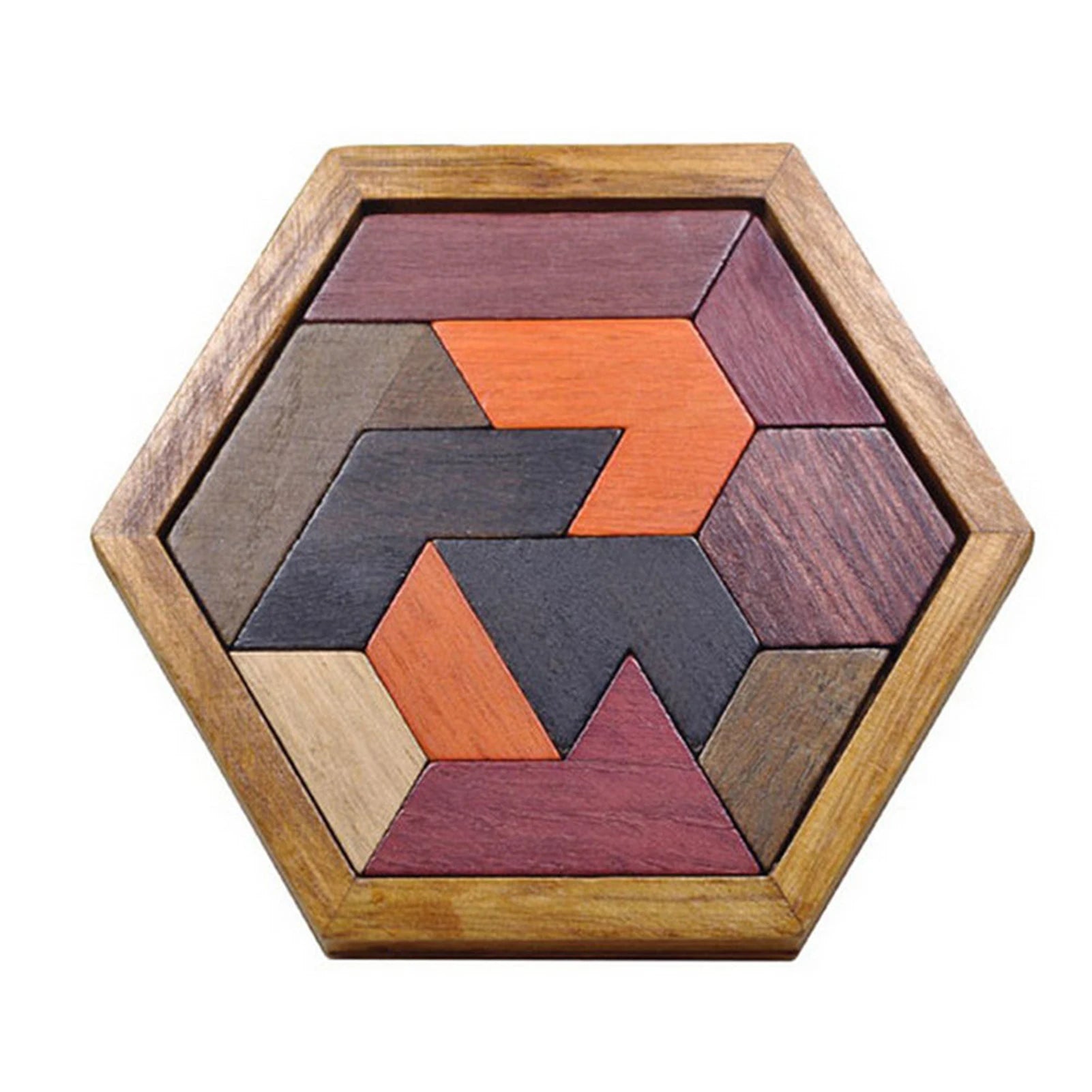 Hexagonal Wooden Geometric Shape Jigsaw Puzzles Chess Game Board Montessori Toys Brain Teaser Educational Intelligence Toys
