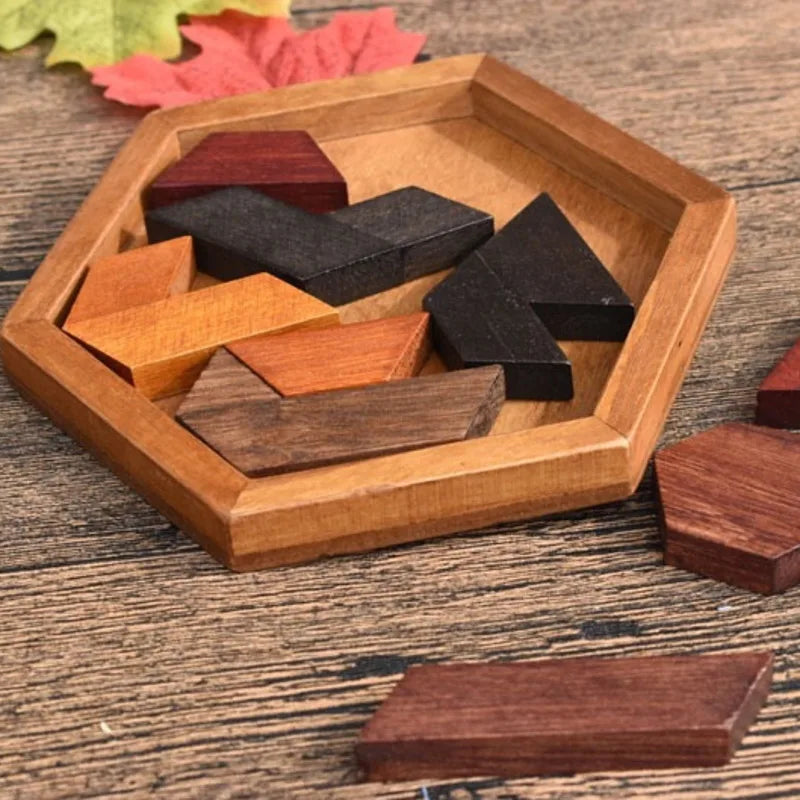 Brain Teaser Hexagonal Wooden Puzzles