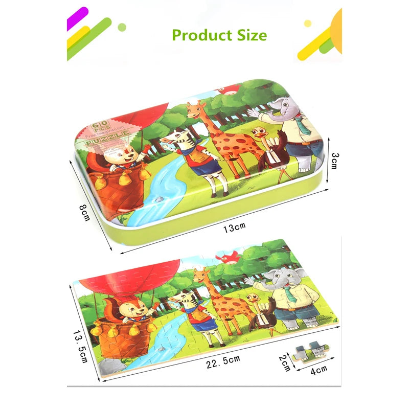 60 Pieces Wooden Jigsaw Puzzle for Kids
