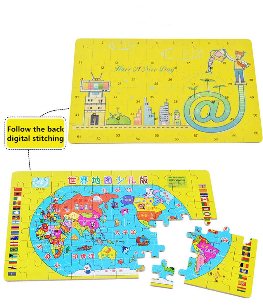 60 Pieces Wooden Jigsaw Puzzle for Kids