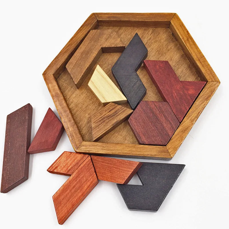 Brain Teaser Hexagonal Wooden Puzzles