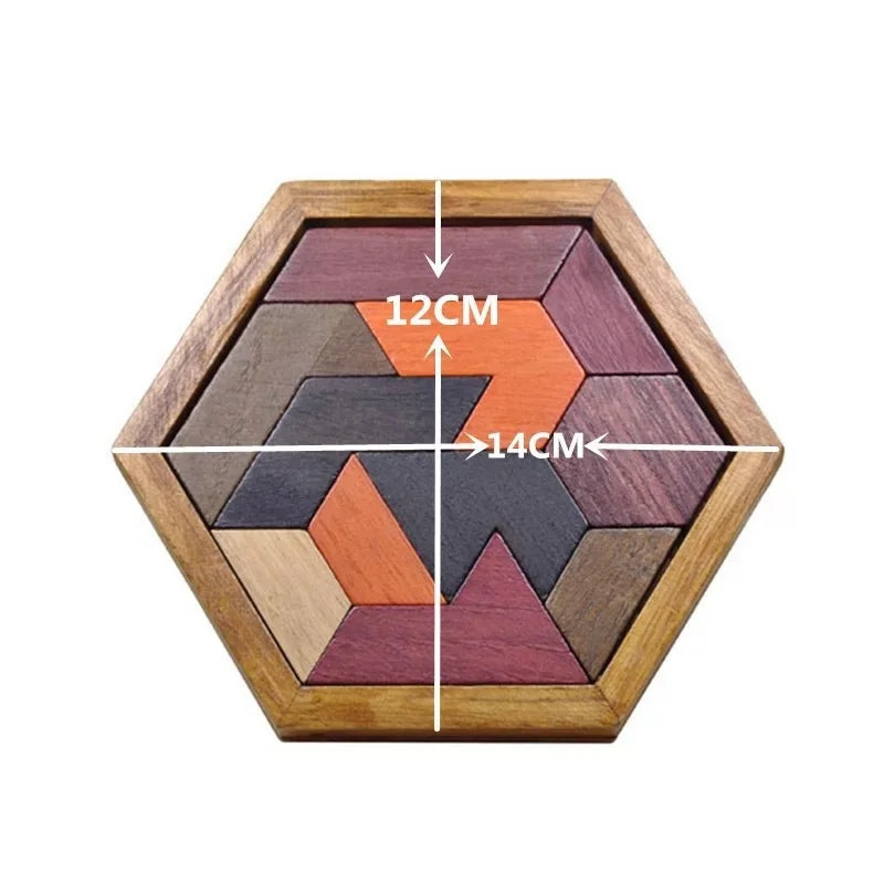 Brain Teaser Hexagonal Wooden Puzzles