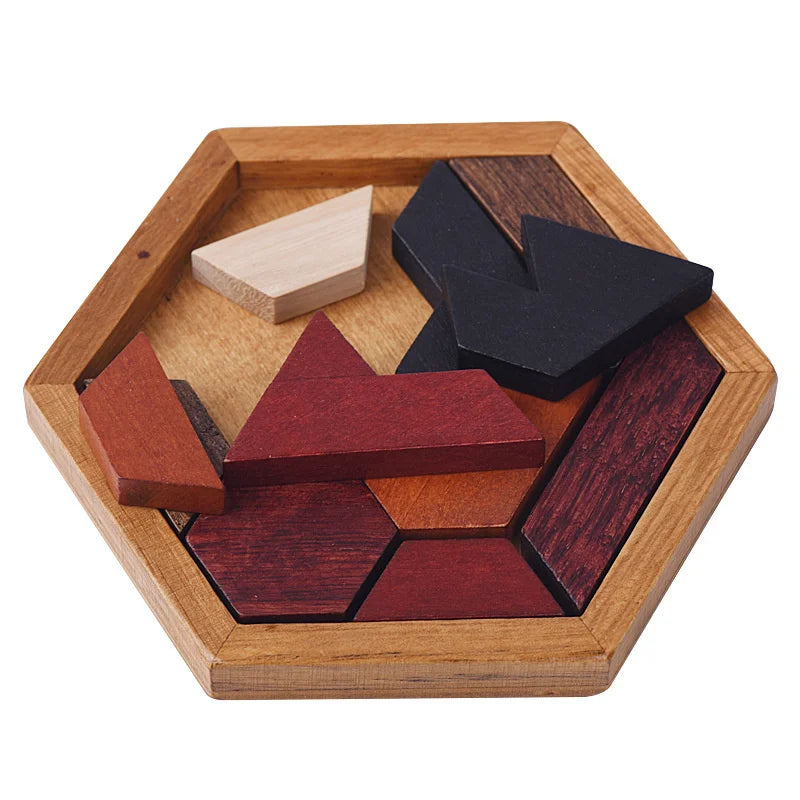 Brain Teaser Hexagonal Wooden Puzzles