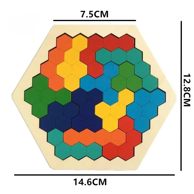 Brain Teaser Hexagonal Wooden Puzzles