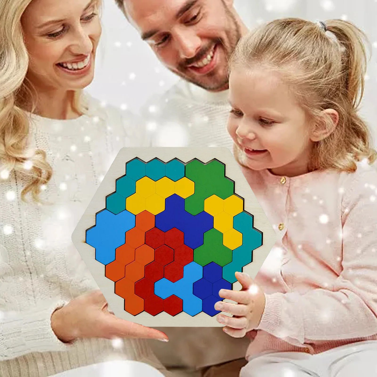 Hexagonal Wooden Geometric Shape Jigsaw Puzzles Chess Game Board Montessori Toys Brain Teaser Educational Intelligence Toys