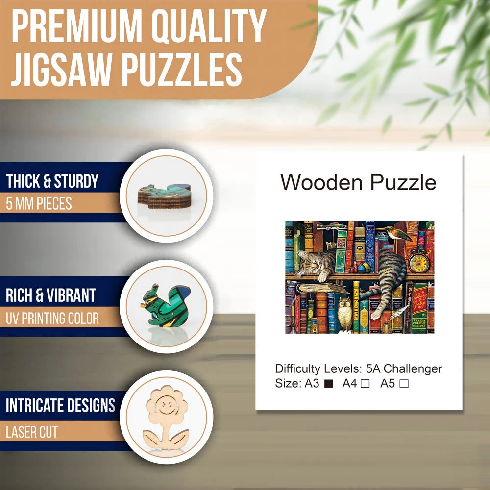 Unique Irregular Wood Puzzles - Animal Shaped Jigsaw Puzzles for Adults Kids