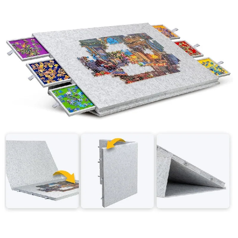 Portable Felt Puzzle Board Stand Foldable 2000-Piece Puzzle Sorting Boards Drawer-style Sorting Table