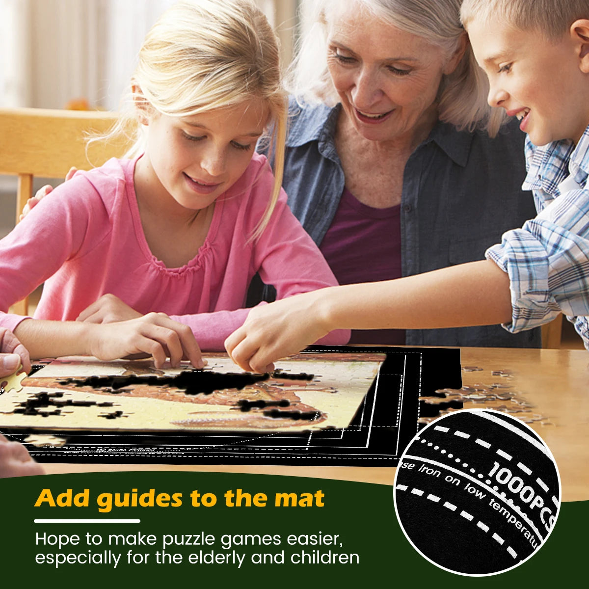 Jigsaw Mat Keep Neat and Organized Roll Up Puzzle Pad with Non-slip Bottom Jigsaw Puzzle Keeper with Auxiliary Line Felt Saver P