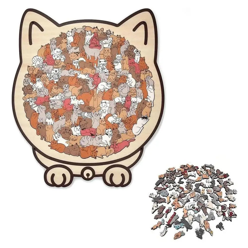135Pcs Cat-Shaped Wooden Jigsaw Puzzle With Unique Irregular Pieces For Cat Lovers Home Christmas Decoration 2026