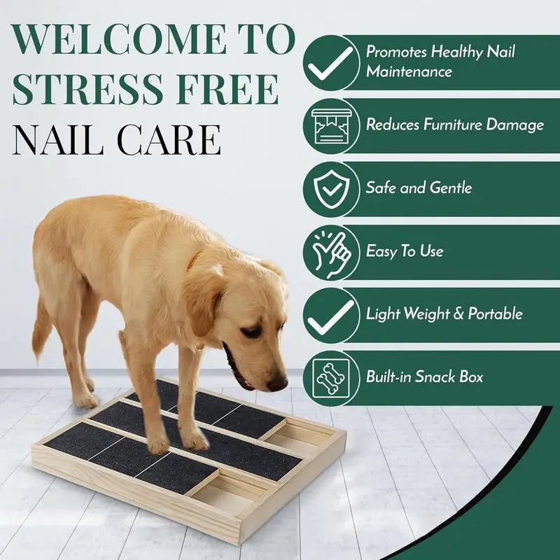 Scratch Board for Dogs Puppy Treat Scratching Board Pet Scratcher with Treat Box for Home Wooden Puppy Claw Grooming Tool