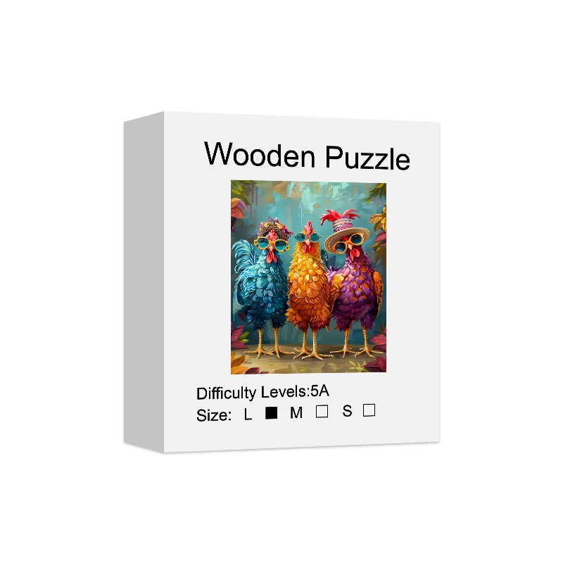Roosters Wooden Puzzle