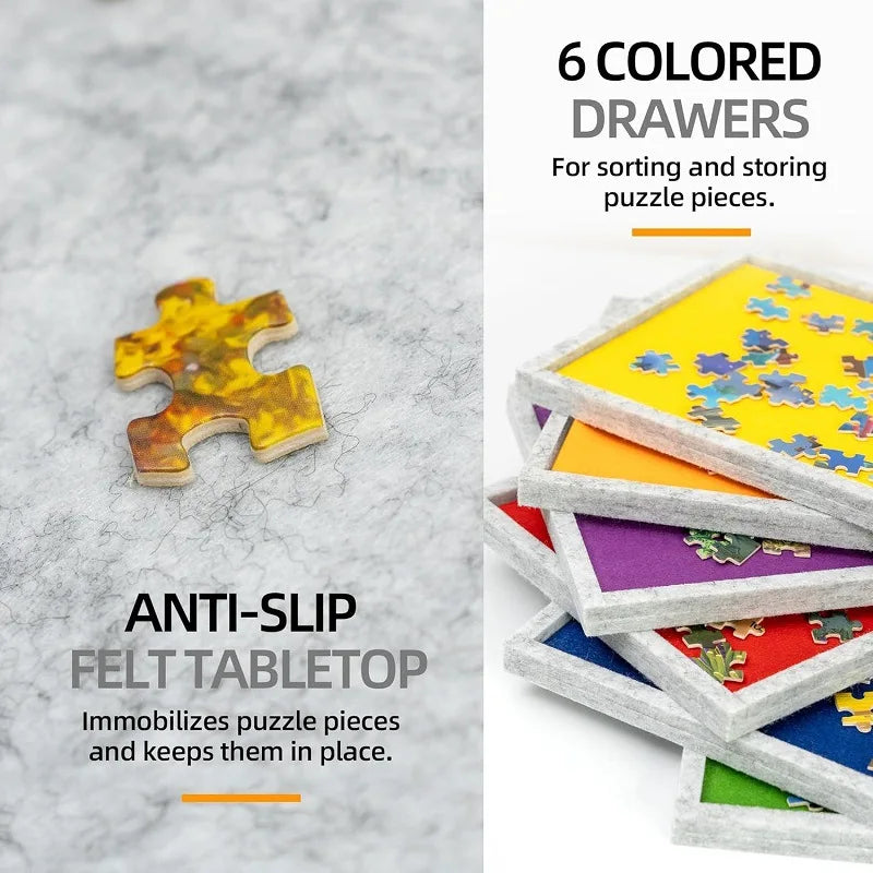 Portable Felt Puzzle Board Stand Foldable 2000-Piece Puzzle Sorting Boards Drawer-style Sorting Table