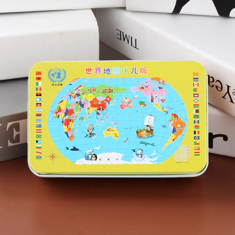 60pcs Jigsaw Cartoon Puzzle With Metal Box, Children's Early Education Animal Vehicle Puzzle, Parent-Child Interaction Game