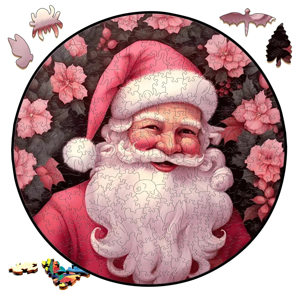 Wooden Puzzle Merry Christmas Jigsaw Puzzles For Kids Surprise Toys Creative Games Round Shaped Wood Puzzle With Education game