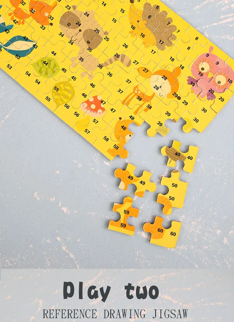 60pcs Jigsaw Cartoon Puzzle With Metal Box, Children's Early Education Animal Vehicle Puzzle, Parent-Child Interaction Game