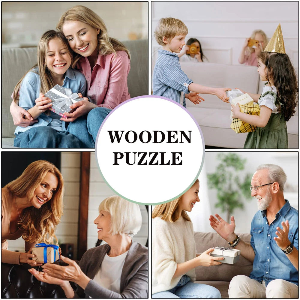 Cat Reflection Wooden Puzzle, Uniquely Irregular Animal Shaped Wooden Jigsaw Puzzles Wooden Toy