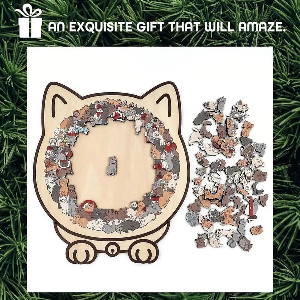 135Pcs Cat-Shaped Wooden Jigsaw Puzzle With Unique Irregular Pieces For Cat Lovers Home Christmas Decoration 2026