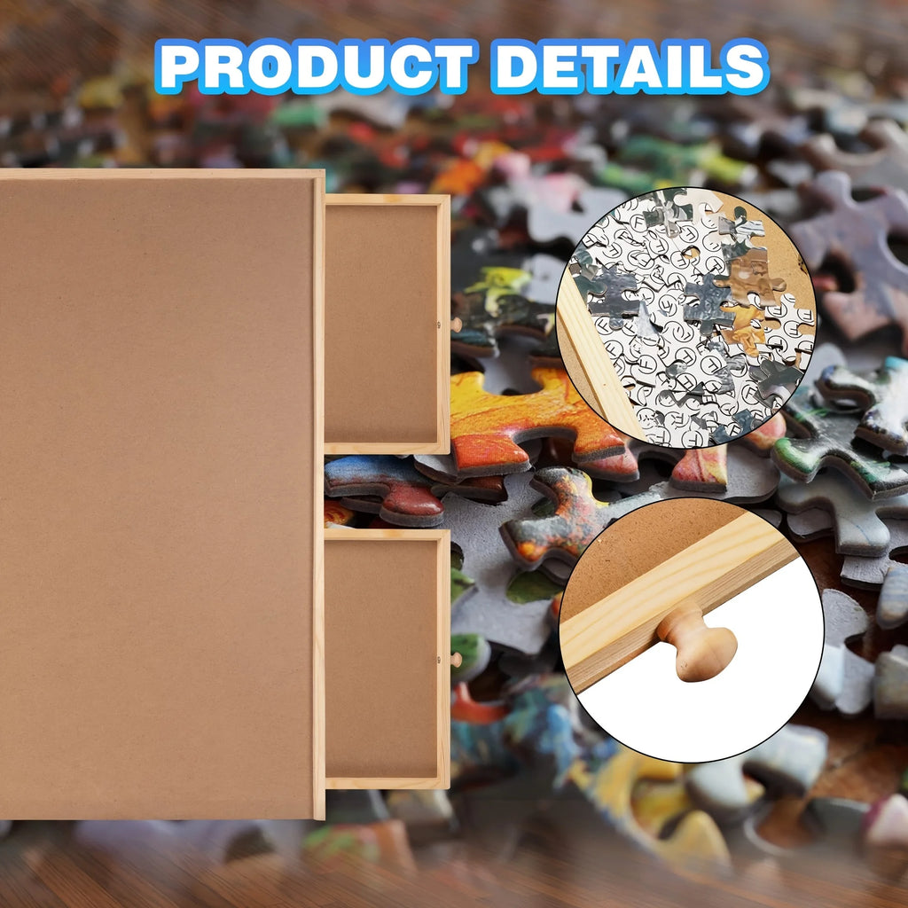 27" X 35" Wooden Puzzle Board with 6 Sliding Drawers