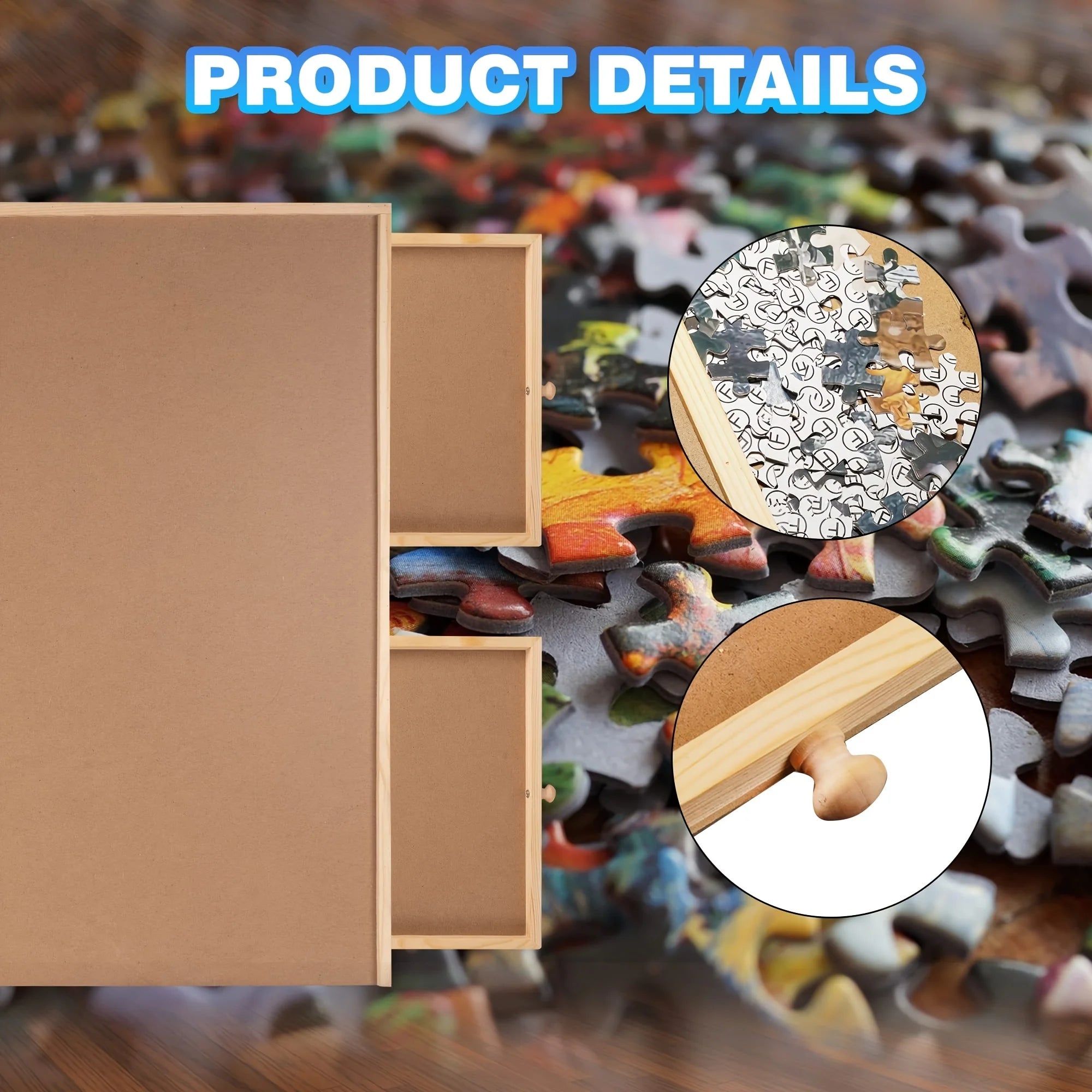 27" X 35" Wooden Puzzle Board with 6 Sliding Drawers