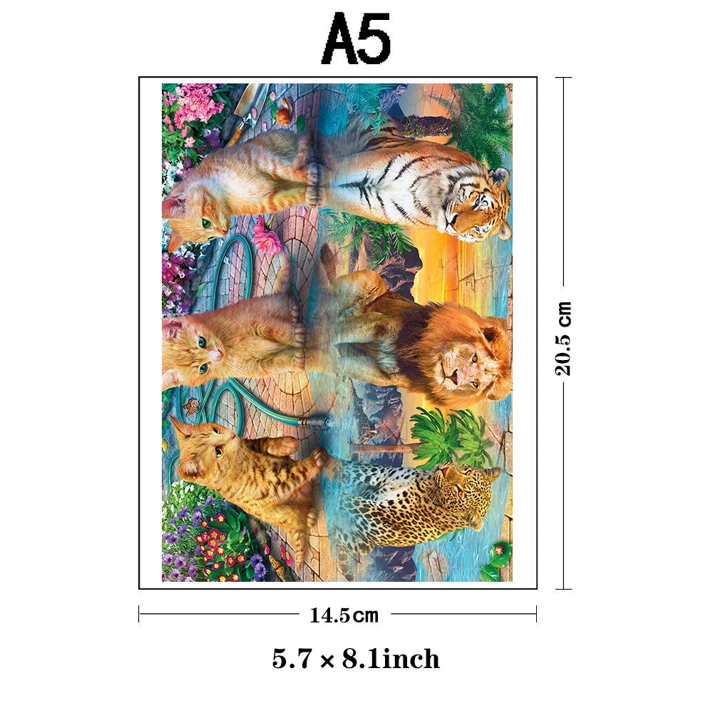 Cat Reflection Wooden Puzzle, Uniquely Irregular Animal Shaped Wooden Jigsaw Puzzles Wooden Toy