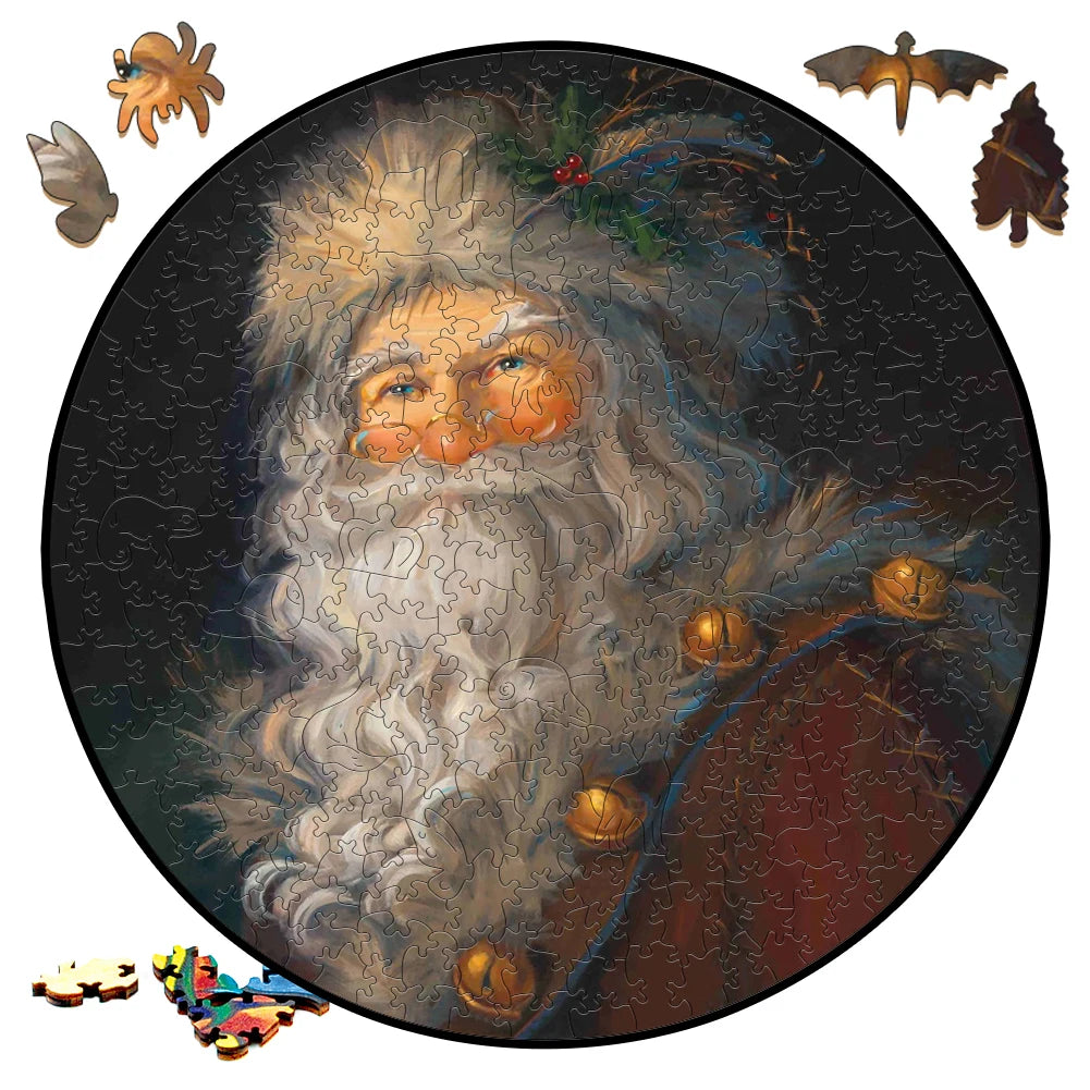 Wooden Puzzle Merry Christmas Jigsaw Puzzles For Kids Surprise Toys Creative Games Round Shaped Wood Puzzle With Education game