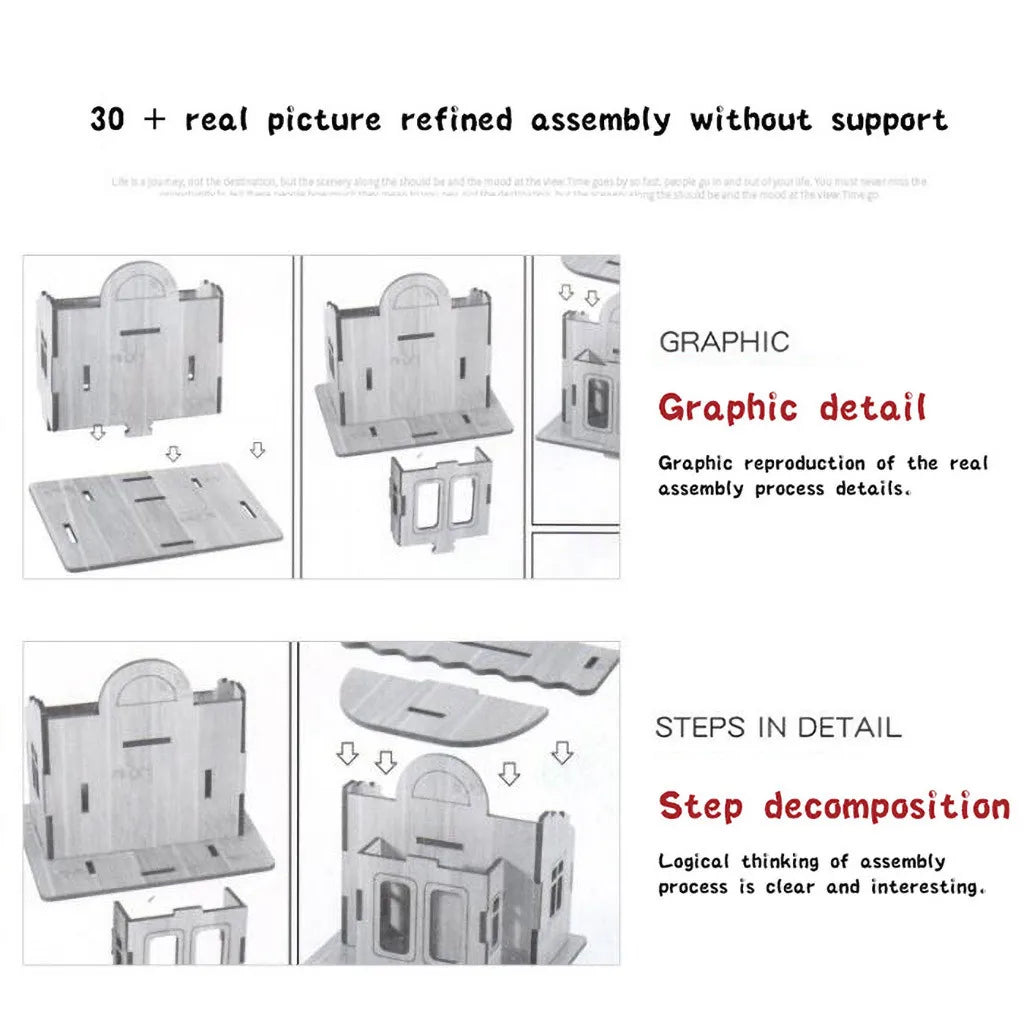 Wooden Jigsaw 3D Building Model Game Diy Handmade Comfortable House Villa Children Adult Birthday Gift