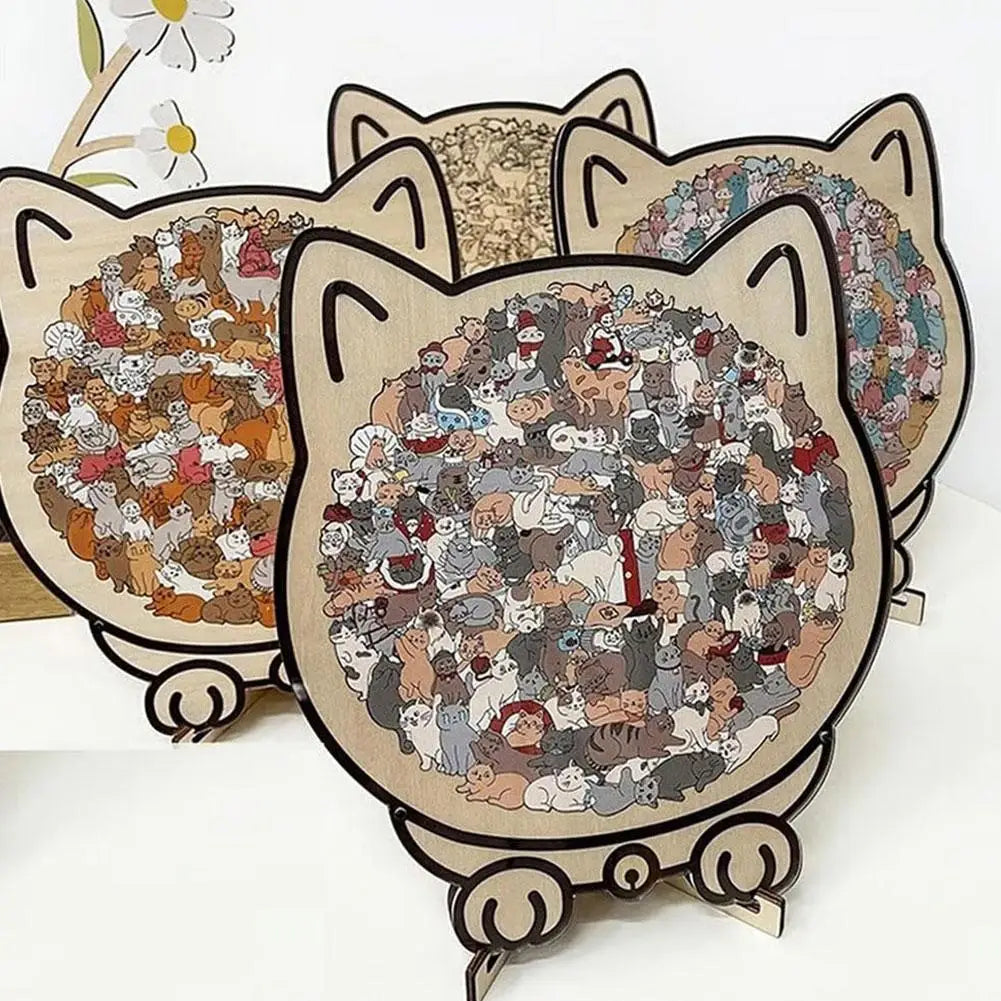 135Pcs Cat-Shaped Wooden Jigsaw Puzzle With Unique Irregular Pieces For Cat Lovers Home Christmas Decoration 2026