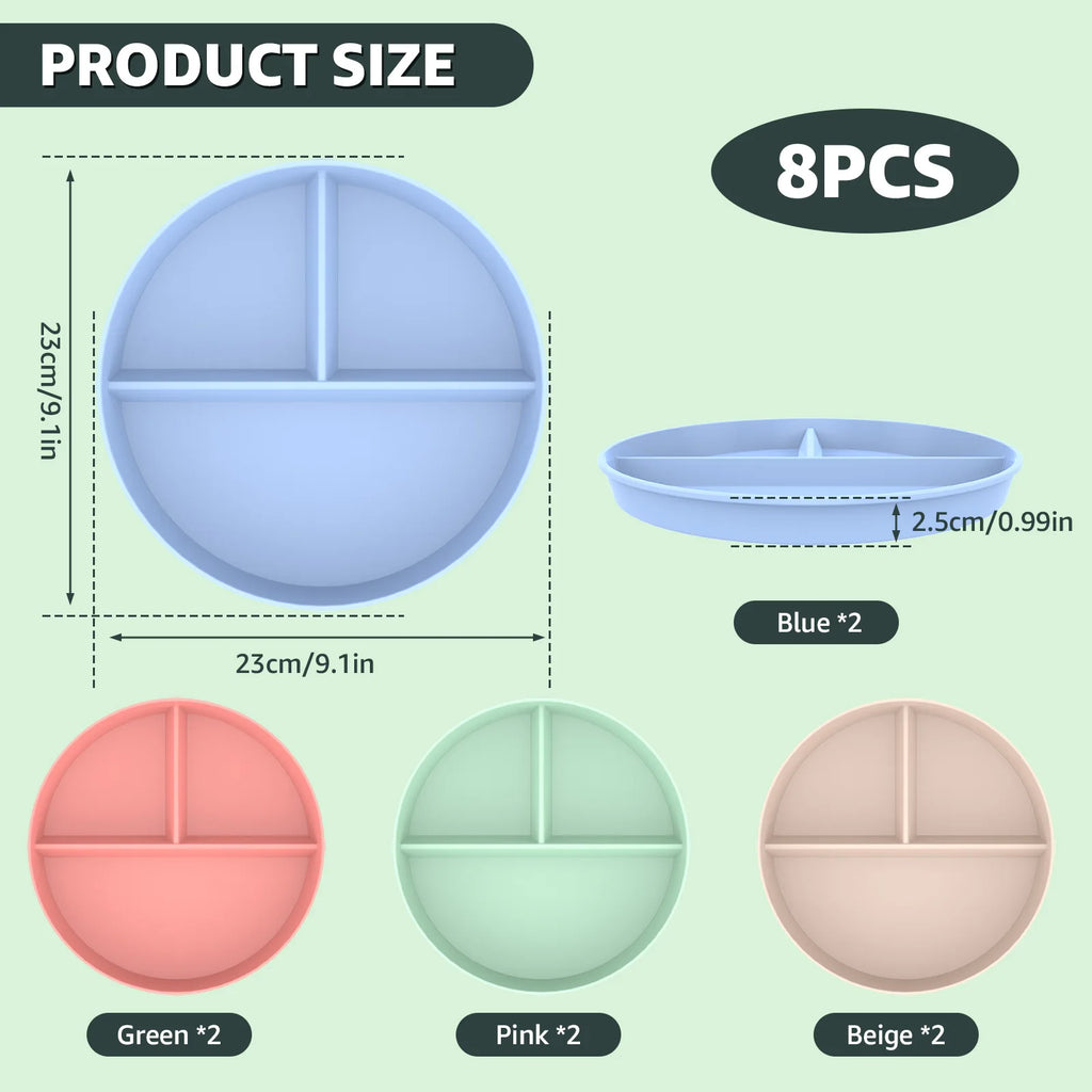 6/8Pcs 9inch Divided Dinner Plates