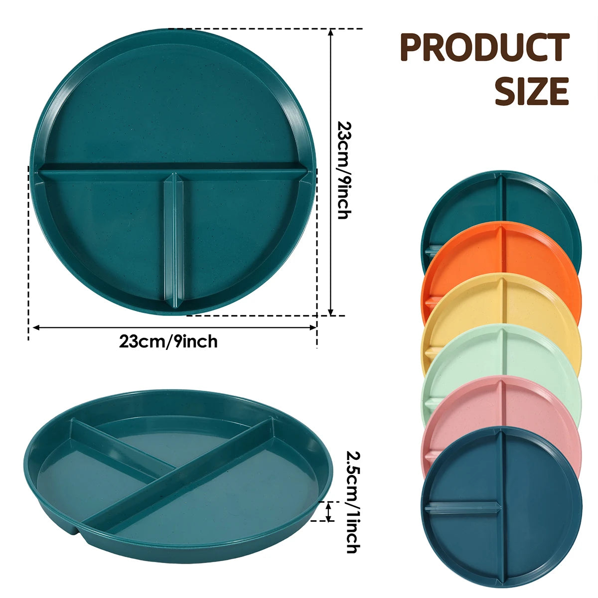 6/8Pcs 9inch Divided Dinner Plates
