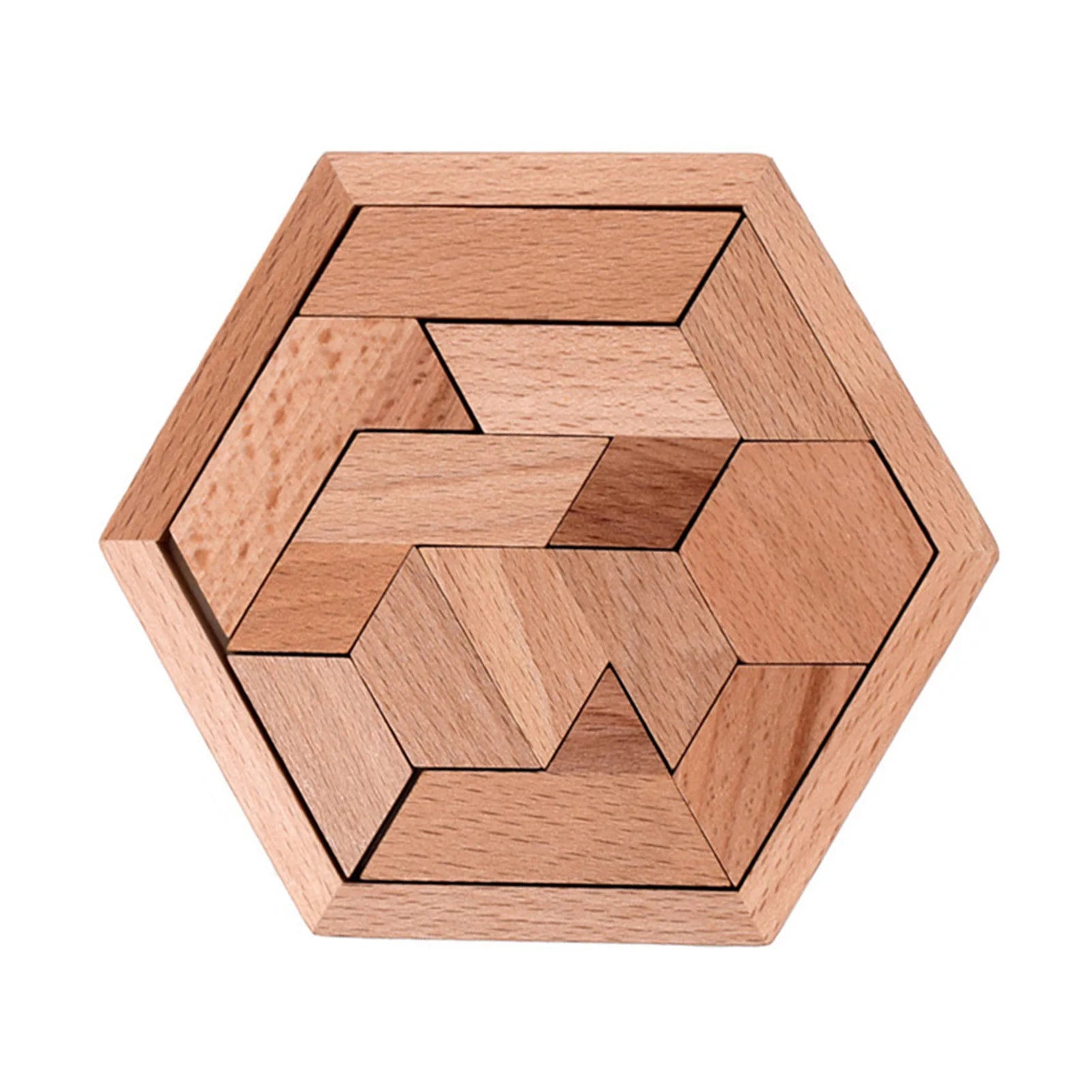 Hexagonal Wooden Geometric Shape Jigsaw Puzzles Chess Game Board Montessori Toys Brain Teaser Educational Intelligence Toys