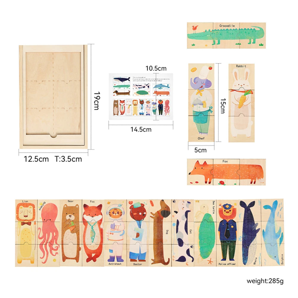 3D Wooden Jigsaw Puzzles for Children Cartoon Animal Hand eye coordination game Baby Educational Puzzles Toy Baby puzzle gift