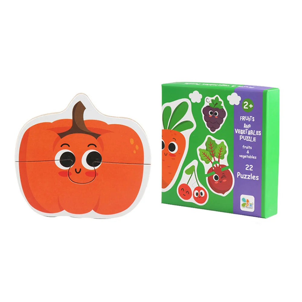 Kids Wooden Jigsaw Matching Puzzle Game Baby Early Learning Cognition Animal Fruit Traffic Educational Toys for Children Gifts