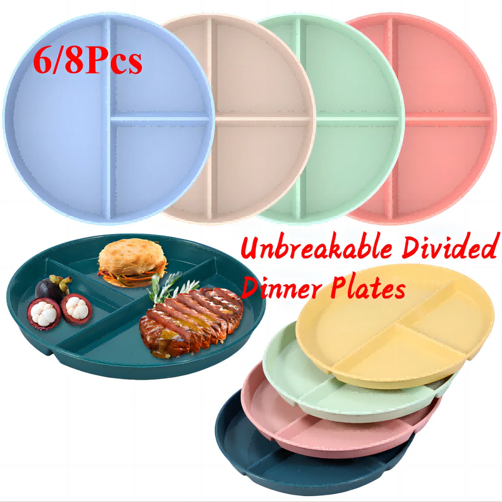 6/8Pcs 9inch Divided Dinner Plates