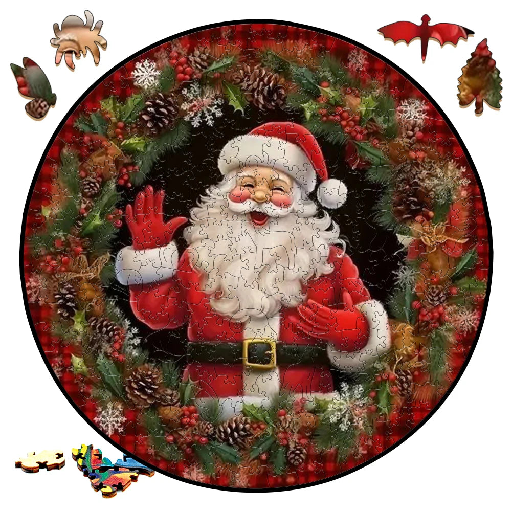 Wooden Puzzle Merry Christmas Jigsaw Puzzles For Kids Surprise Toys Creative Games Round Shaped Wood Puzzle With Education game
