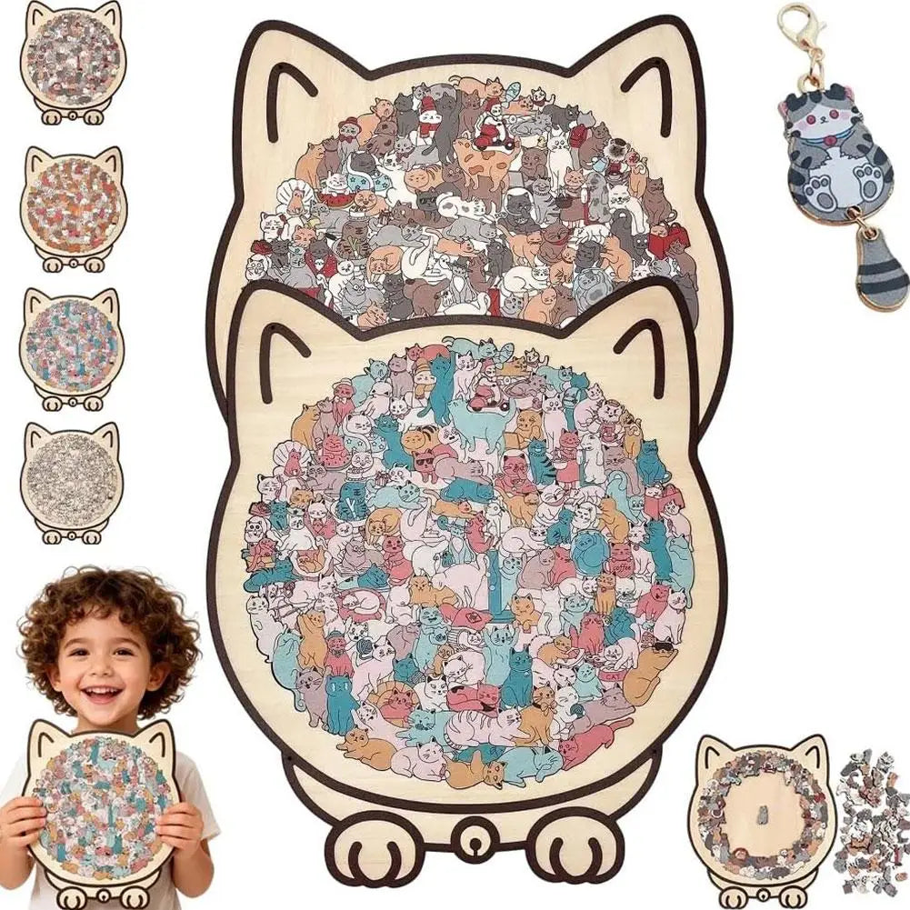 135Pcs Cat-Shaped Wooden Jigsaw Puzzle With Unique Irregular Pieces For Cat Lovers Home Christmas Decoration 2026