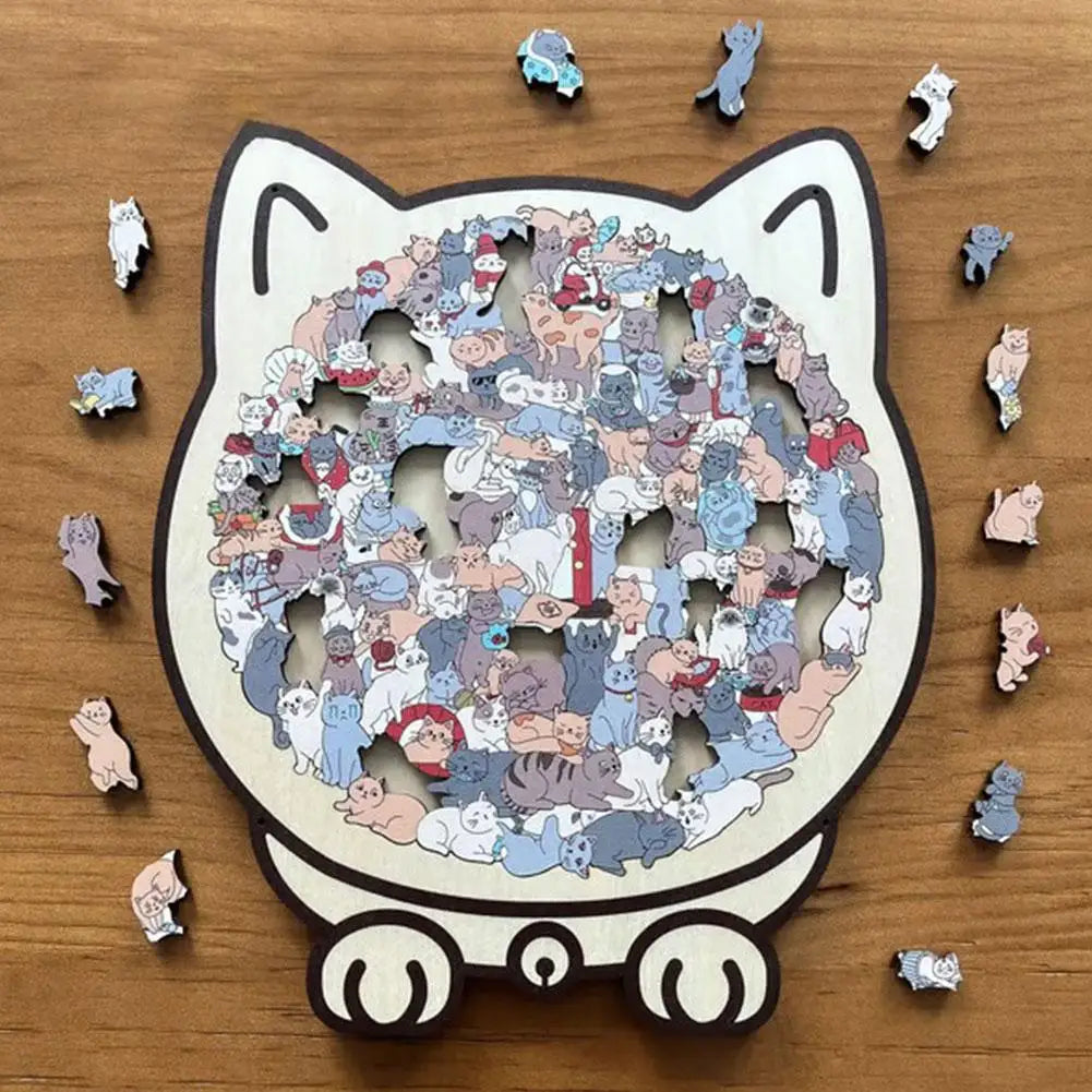 135Pcs Cat-Shaped Wooden Jigsaw Puzzle With Unique Irregular Pieces For Cat Lovers Home Christmas Decoration 2026