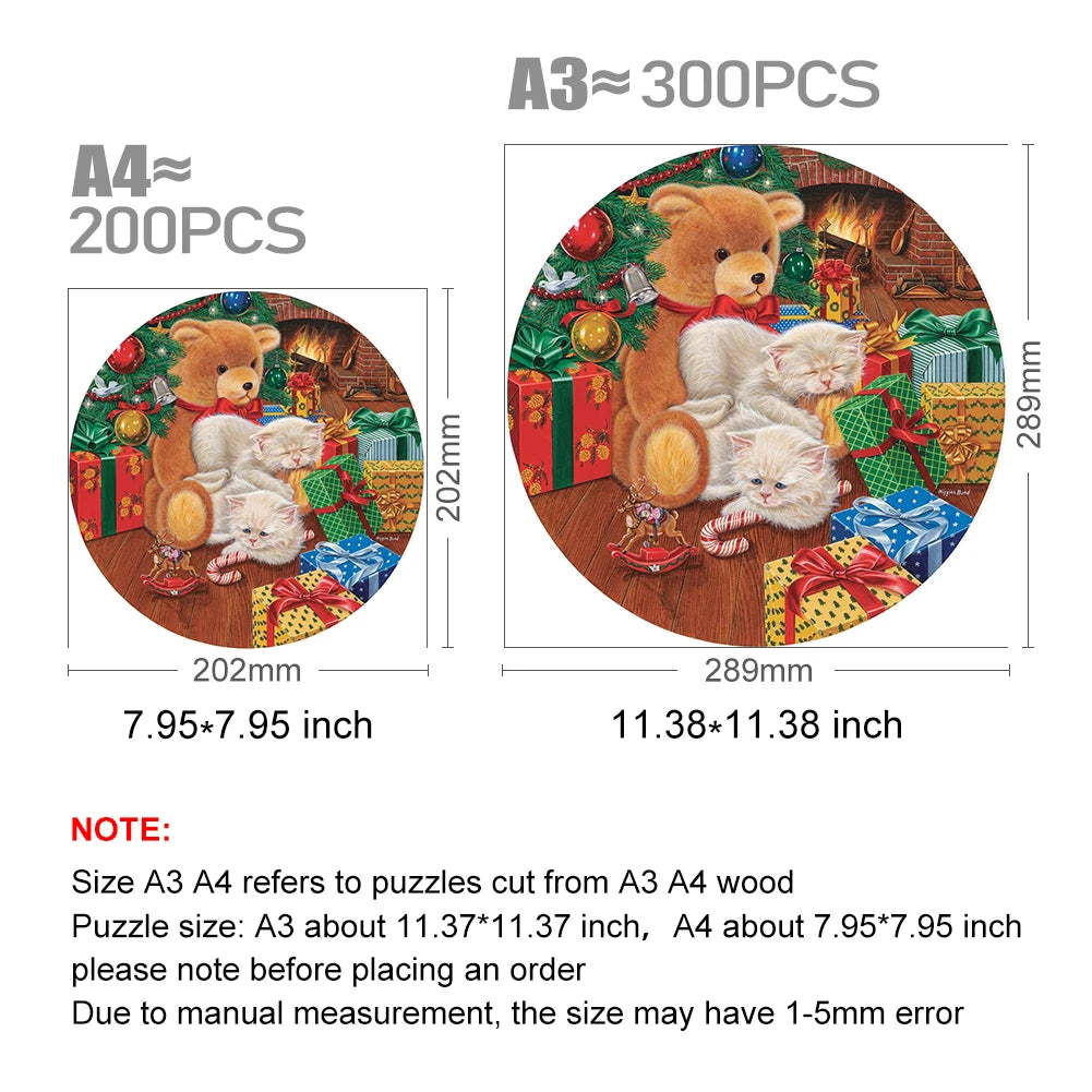 Wooden Puzzle Merry Christmas Jigsaw Puzzles For Kids Surprise Toys Creative Games Round Shaped Wood Puzzle With Education game