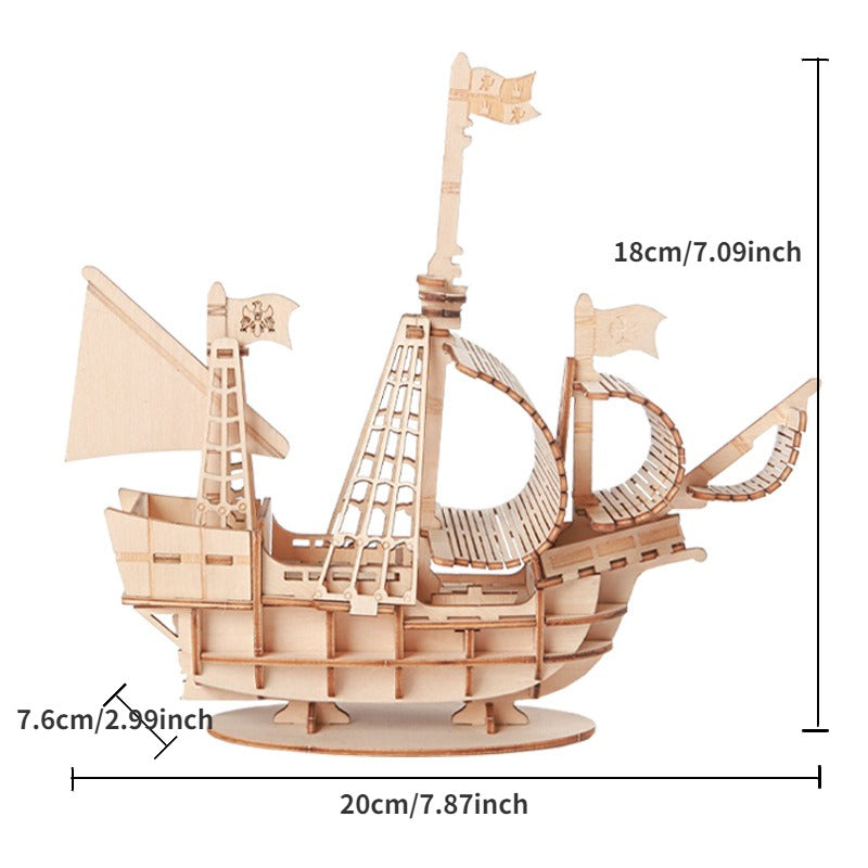3D Sailboat Wooden Puzzle