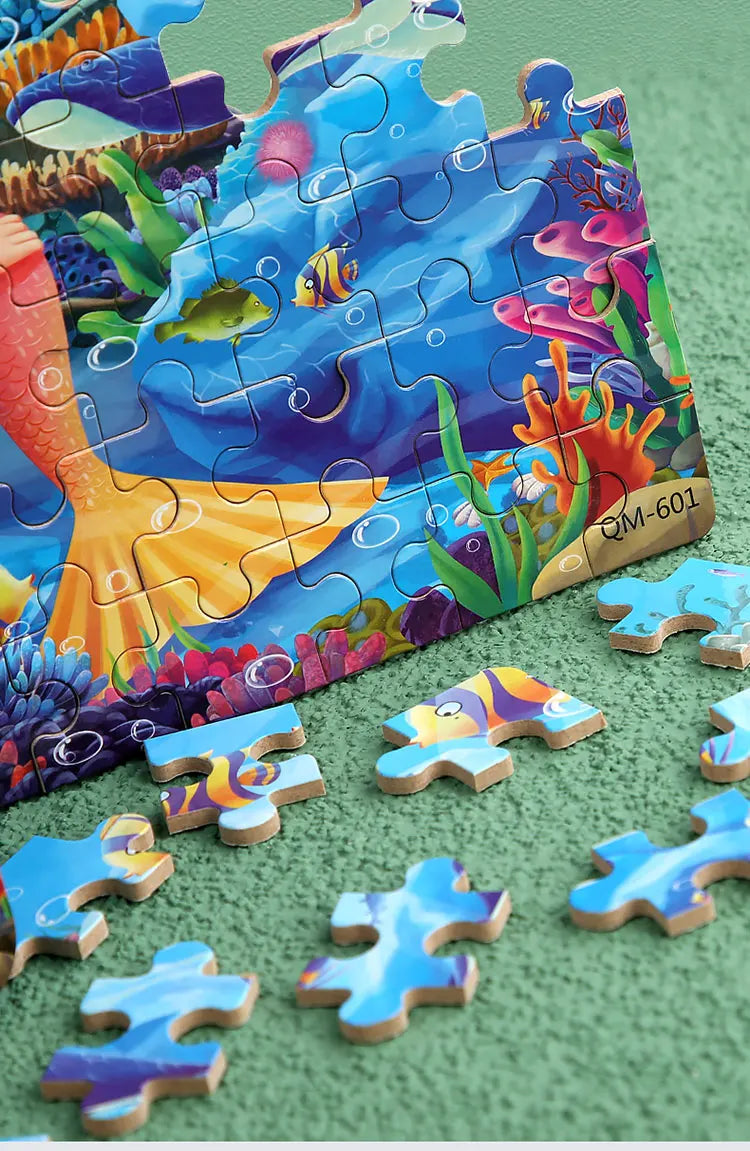 60pcs Jigsaw Cartoon Puzzle With Metal Box, Children's Early Education Animal Vehicle Puzzle, Parent-Child Interaction Game
