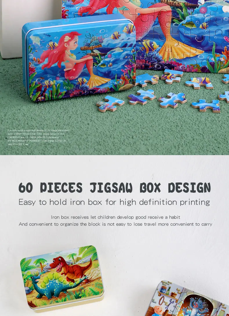 60 Pieces Wooden Jigsaw Puzzle for Kids