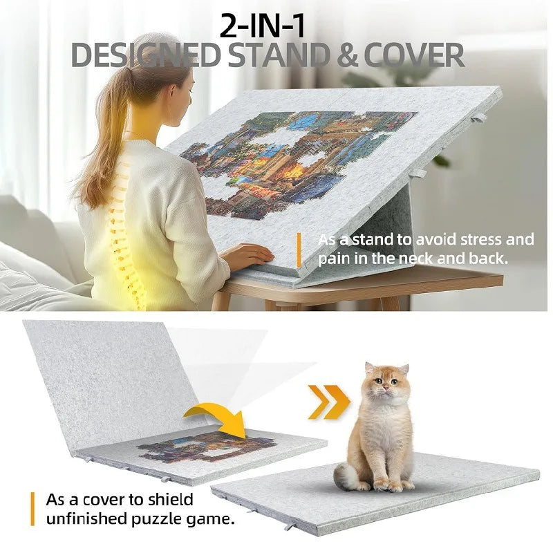 Portable Felt Puzzle Board Stand Foldable 2000-Piece Puzzle Sorting Boards Drawer-style Sorting Table