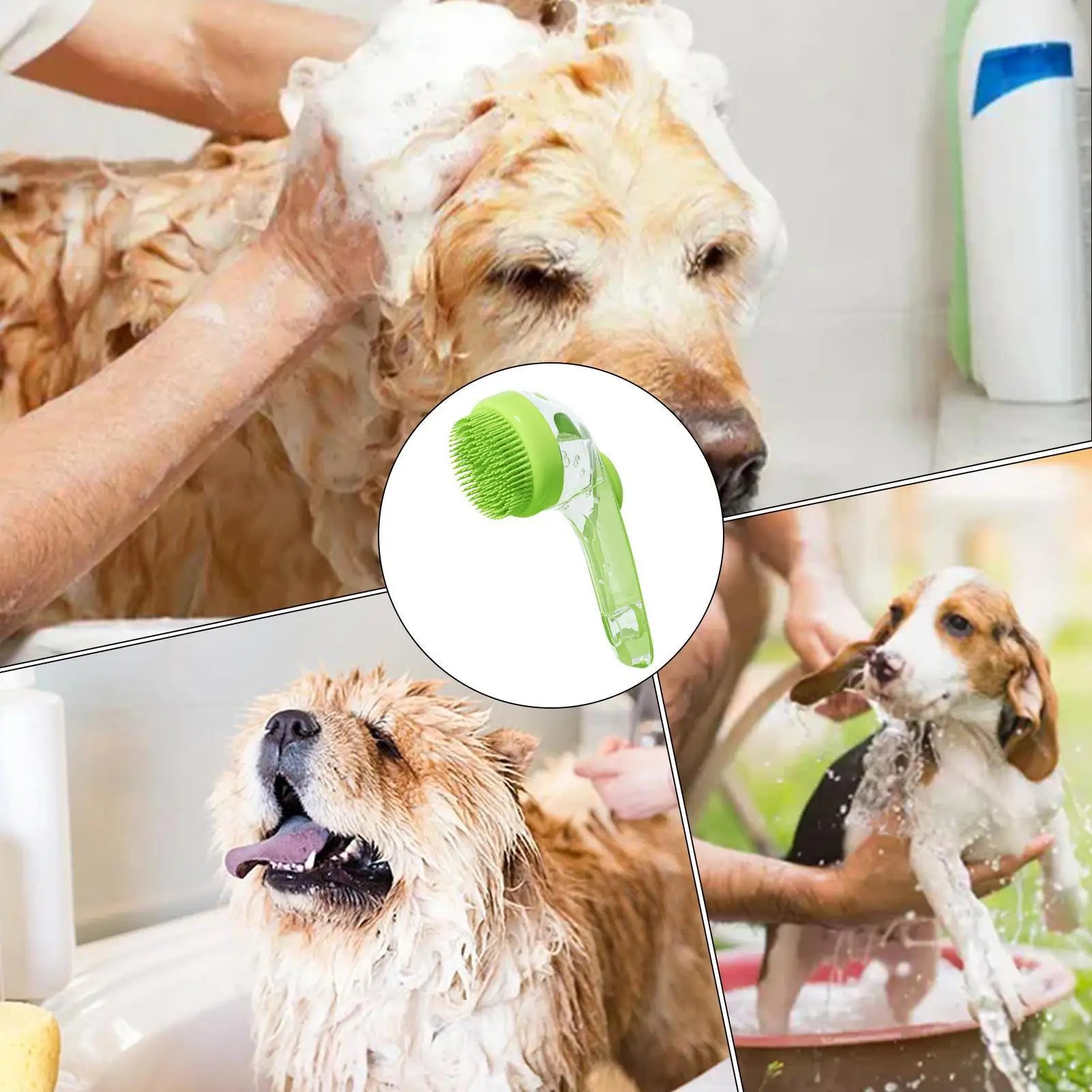 Dog Bath Brush Bathing Brush for Dog Bath Gentle Scrub Massager with Soap Dispenser Portable Washer Tool for Shower Massage