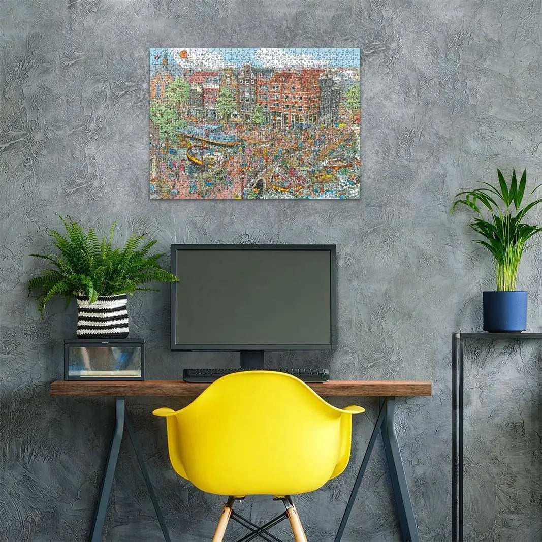 Amsterdam 1000/500/300 Pieces Jigsaw Puzzles Challenging Family Activity Game for Gameroom Bedroom Livingroom Party Gift