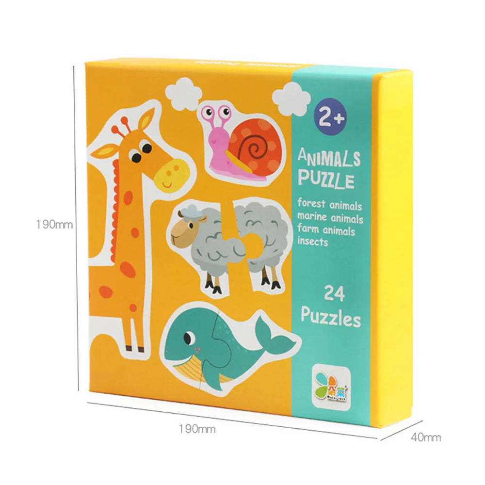 Kids Wooden Jigsaw Matching Puzzle Game Baby Early Learning Cognition Animal Fruit Traffic Educational Toys for Children Gifts