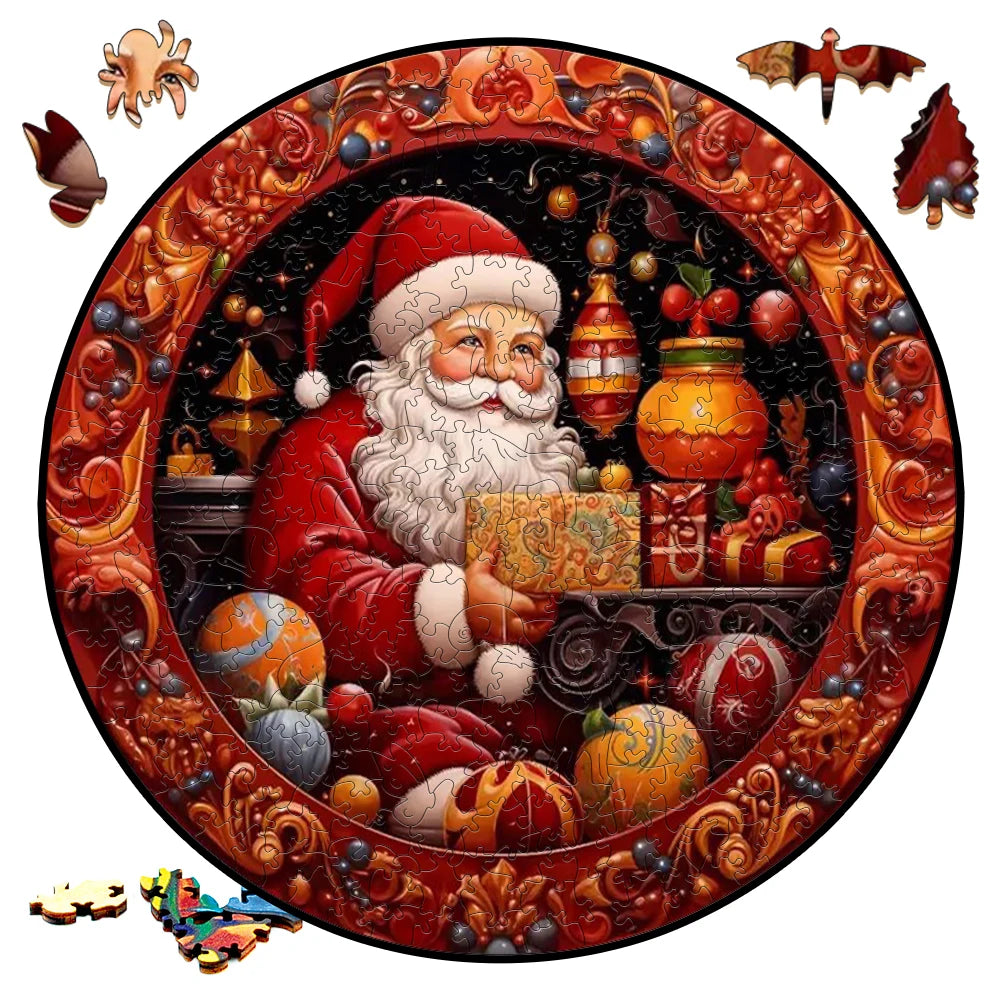 Wooden Puzzle Merry Christmas Jigsaw Puzzles For Kids Surprise Toys Creative Games Round Shaped Wood Puzzle With Education game