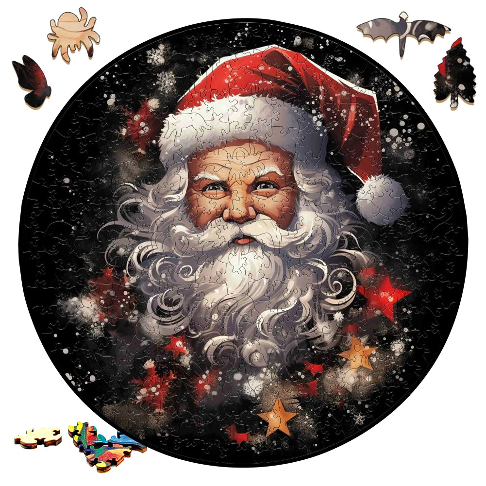 Wooden Puzzle Merry Christmas Jigsaw Puzzles For Kids Surprise Toys Creative Games Round Shaped Wood Puzzle With Education game